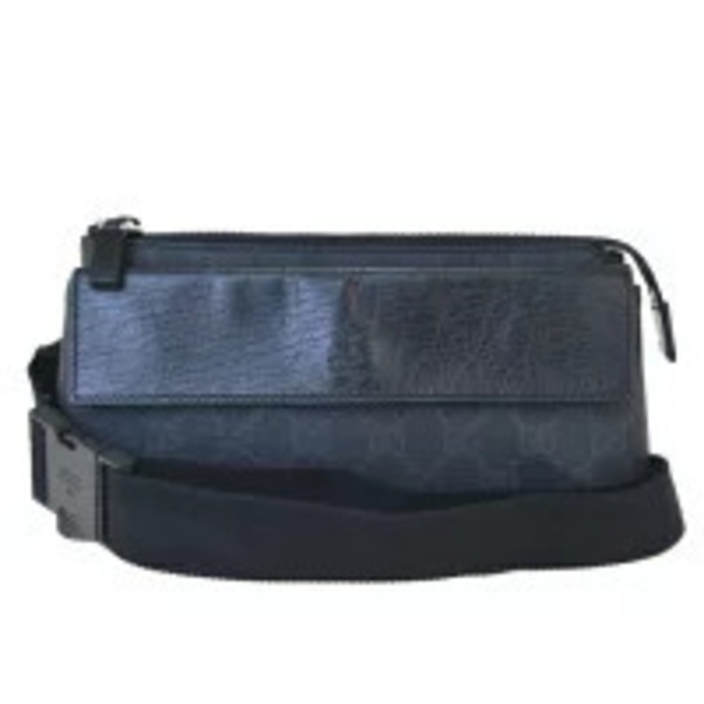 Gucci Waist Pouch Clutch Bag GG Black Leather